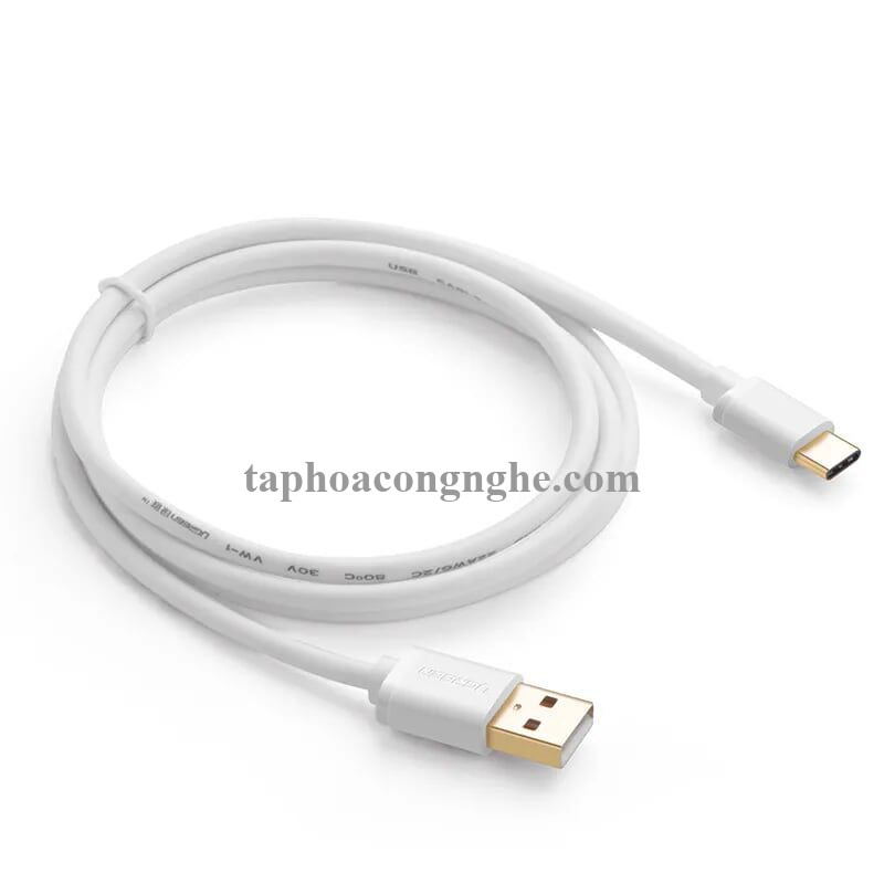 Ugreen 50389 0.5M màu Trắng Cáp USB TypeC sang USB 2.0 Cáp dẹt US141 30050389